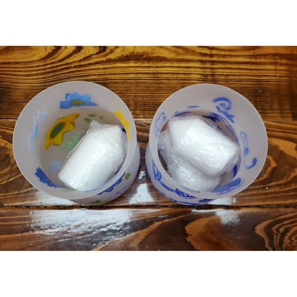 Lot of 2 Hallmark Hurricane Candle Holders Set Votive Blue Yellow In box